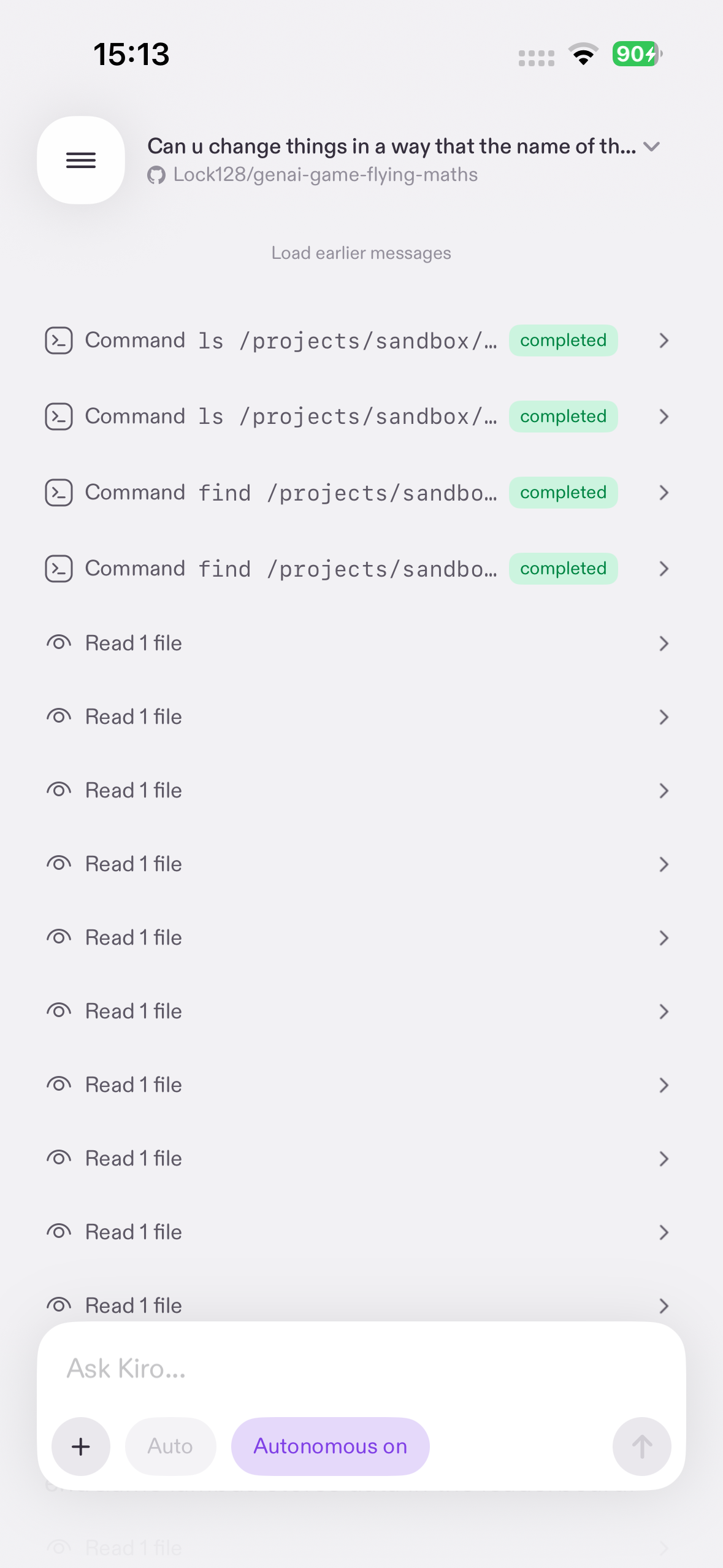 Kiro Mobile iOS app - diff review