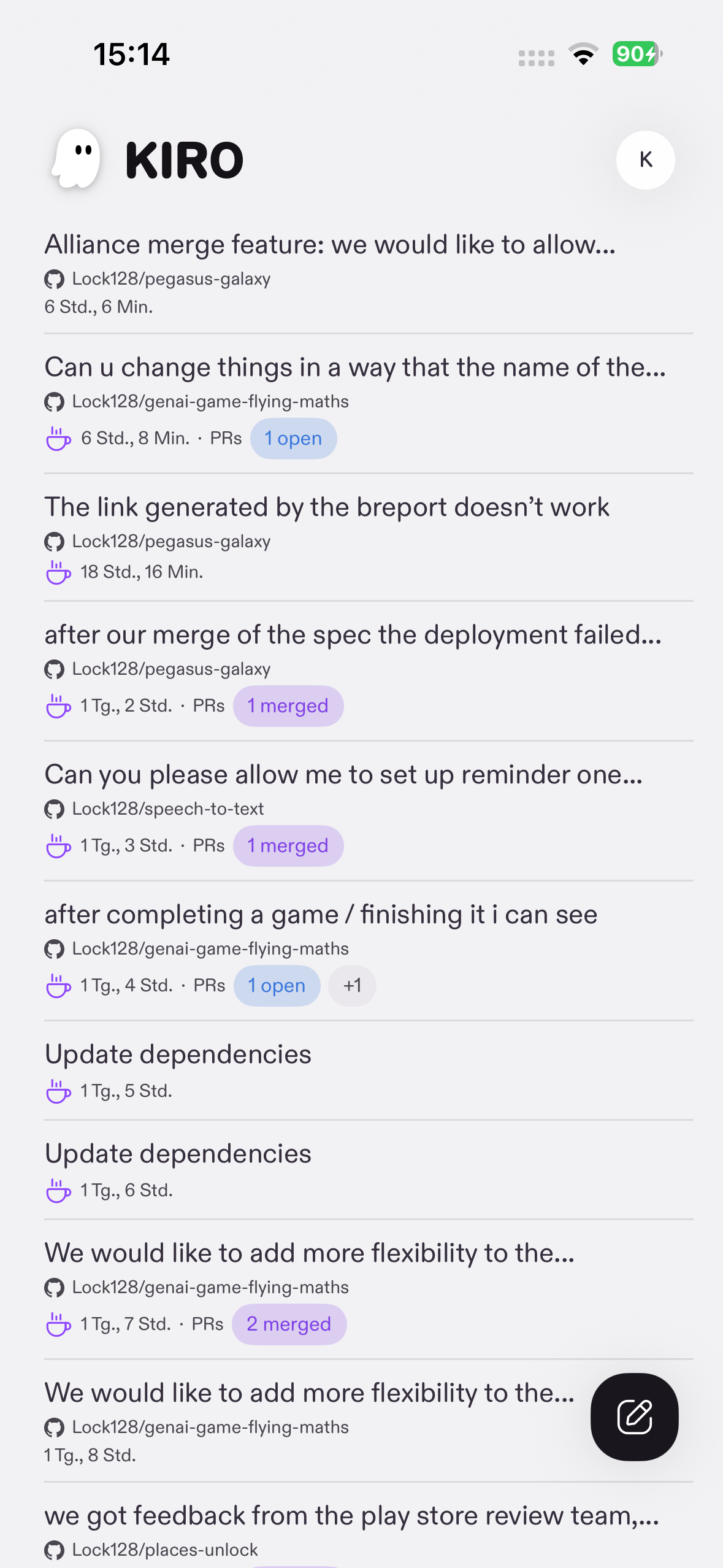 Kiro Mobile iOS app - task management